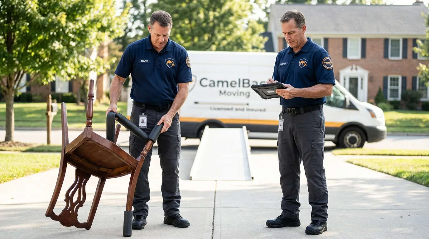 Movers inspecting furniture for damage prevention before loading in Bristol, TN