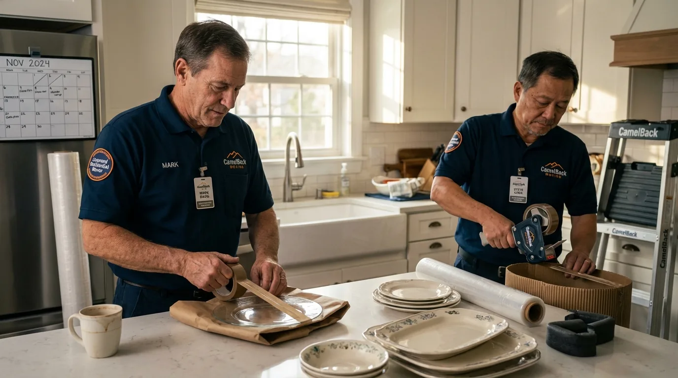 Professional crew packing kitchen dishware in Bristol, TN